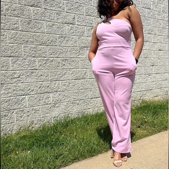 One- Shoulder Lilac Jumpsuit - Picture 6 of 10